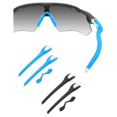 Imagem de HILEEN Braços brancos de substituição para óculos de sol Oakley Radar EV Path Pitch Advancer - preto + azul celeste