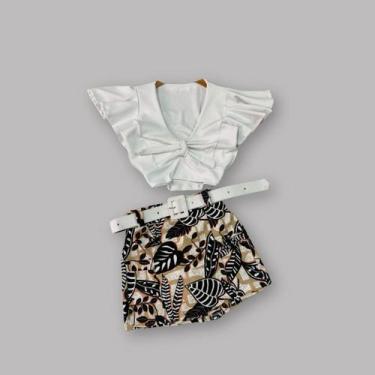 Imagem de Conjunto Plus Size Feminino Cropped+Short saia+cinto 0631 - Bellucy Mo