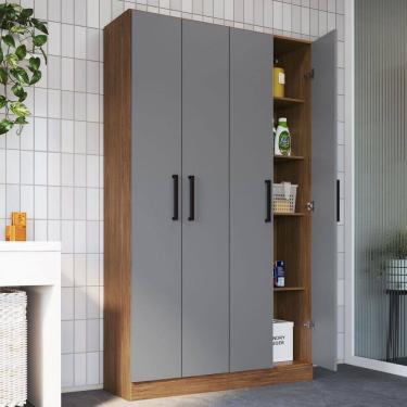 Imagem de Armário Multiuso Riviera 4 Portas 8 Prateleiras Freijó/Cinza - Irm Móveis