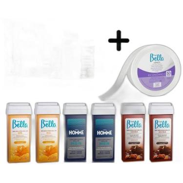 Imagem de Kit Depilação + 6 Ceras Variadas + Rolo Lenço Depil Bella