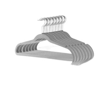 Imagem de Kit Cabides Veludo Para Roupas Adulto 50 Unidades Fino Resistente(Cinza)