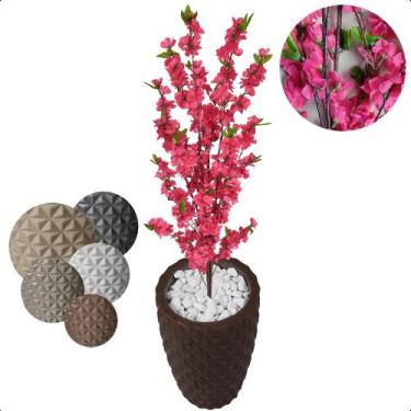 Imagem de Planta Cerejeira Pink Flor Artificial Com Vaso Decoração - Flor de Men