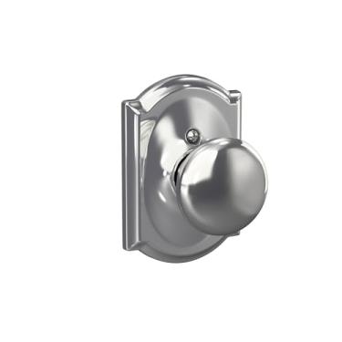 Imagem de Maçaneta Plymouth com acabamento Camelot, trava não giratória, cromo brilhante (F170 PLY 625 CAM)