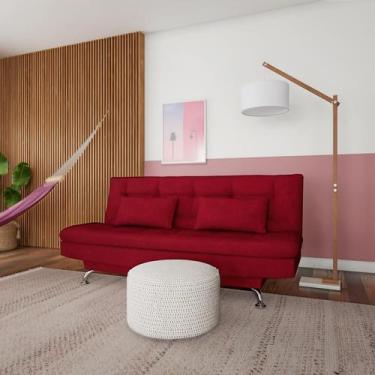 Imagem de Sofá-Cama Casal 3 Lugares Raridade Suede Vermelho - Mobly