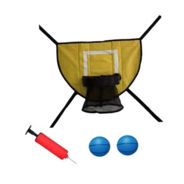 Imagem de Deevoka Mini cesta de basquete para trampolim, gol de basquete, aro destacável para enterrada, acessórios de fixação para trampolim de fácil instalação, Amarelo
