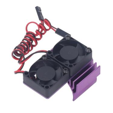 Imagem de Fã de Resfriamento Conjunto para Barra 4x4 Vxl 1/10 RC CAR Com Dissipador de Calor de Liga de Alumínio, Ventilador de Radiador do Motor de Alta Velocidade para, Rustler, (Roxo)