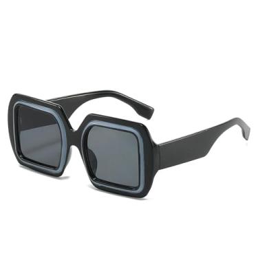 Imagem de JRLLFD Moda Clássico Pequeno Quadro Feminino Retro Óculos de Sol Masculino Ao Ar Livre Protetor Solar Uv400 (tamanho único/Preto Cinza Cinza)