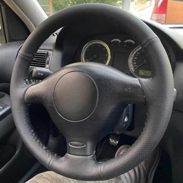 Imagem de LYBQFZ Capa trançada personalizada para volante, para Volkswagen VW Golf 4 Passat B5 1996-2003 Seat Leon 1999-2004 Polo 1999-2000