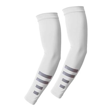 Imagem de Dynwave Mangas de braço de resfriamento, 1 par de capas de equipamento de seda gelada para tênis, jardinagem, escalada, futebol, basquete, Branco