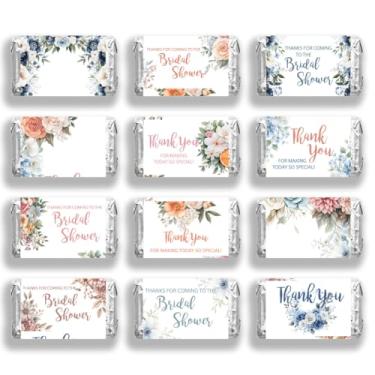 Imagem de arricraft 120 peças de papel de embrulho de doces de casamento, gratidão flor mini embalagem de barra de doces Obrigado vindo para o chá de panela, chocolate, bar, etiqueta, adesivos para convidados