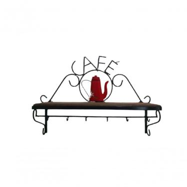 Imagem de Prateleira Ferro Café Cozinha Madeira 60 Cm Largura