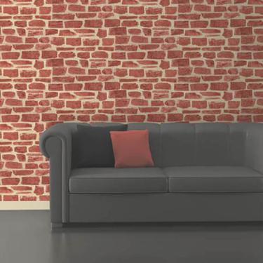 Imagem de Papel De Parede Roll In Stones 3d Tijolinho Vermelho