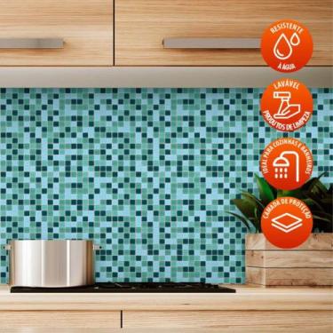 Imagem de Revestimento Pastilhas de Vidro em tons de Verde 270 - Inove Papéis de