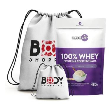 Imagem de 100% WHEY PROTEIN PURE 480G + MOCHILA IMPERMEAVEL ESPORTIVA BRANCA - SIZE UP (BAUNILHA)-Unissex