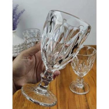 Imagem de Jogo Taças Luxxor Vidro Cristal Diamante 6pcs 340ml Agua Vinho Suco Co