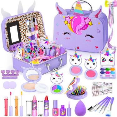 Imagem de Kit de maquiagem Massiuve Kids para menina com estojo de cosméticos de