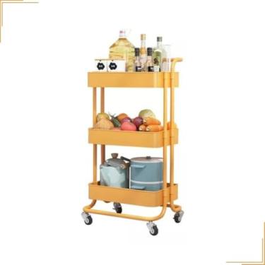 Imagem de Carrinho Organizador Multiuso 3 Prateleiras Com 4 Rodinhas (Amarelo)