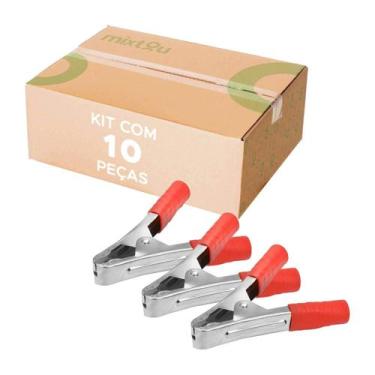 Imagem de Kit 10 Garra Jacaré 100 Amp Vermelho 11cm - GREEN