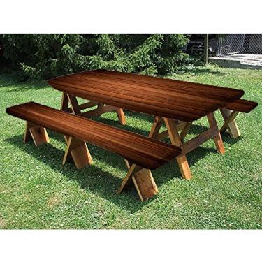 Imagem de GBYAGCS Toalha de mesa de piquenique de poliéster de 182,88 cm e bancada, estampa de textura de prancha de madeira, para uso ao ar livre, parque, terraço, 71 x 182 cm
