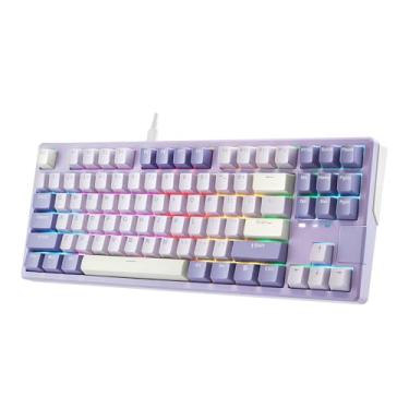 Imagem de X87 Teclado Mecânico RGB Com Fio 87 Teclas De Jogo Hot-Swappable 11 Efeitos De Luz Teclados PBT Para PC Laptop,roxo