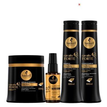 Imagem de Haskell Cosméticos Cavalo Forte Shampoo Condicionador Máscara 500g Sel