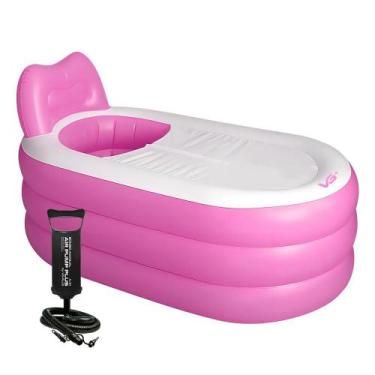 Imagem de Banheira Inflável Portátil com Encosto 150l Vg Plus, ROSA