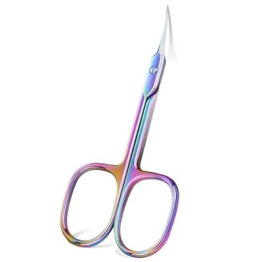 Imagem de Tesoura de cutícula de aço inoxidável adequada para alicate de unha, tesoura de unha, tesoura de cotovelo para manicure, colorida, 10,5 * 4,8 cm