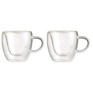 Imagem de Jogo de 2 xícaras coração parede dupla em vidro borossilicato 150ml - Amigold