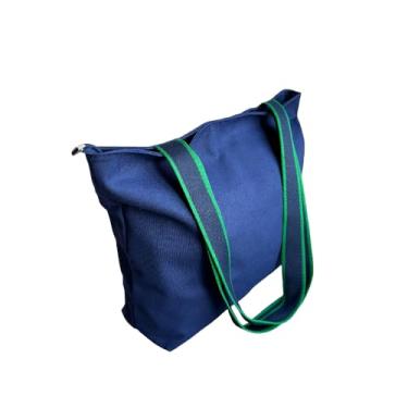 Imagem de Augbunny 473 g 100% algodão durável grande tela multiuso fecho de zíper forrado reutilizável mercearia praia fralda casual tote