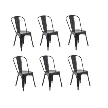 Imagem de Conjunto 6 Cadeiras Aço Iron Industrial Rivatti Móveis Preto
