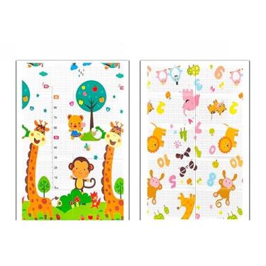 Imagem de Tatame Infantil，Almofada de Aquecimento Infantil 200cm X 150cm X 8mm, Borracha Dupla Face, Almofada de Bebê Espessada de 10mm(Macaco Girafa 200x150x6mm)