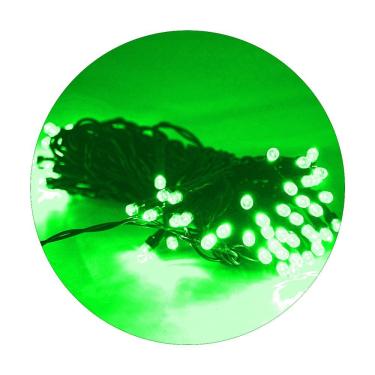 Imagem de Cordão De Lampadas Led Pisca 10 Metros 80l Carregamento Solar Natal Verde