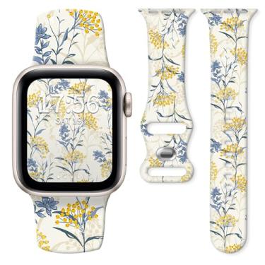 Imagem de Pulseira de relógio compatível com Apple Watch séries 10, 9, 8, 7, 6, 5, 4 e 3 Ultra SE, para mulheres e homens, pulseiras de silicone substituíveis para iWatch de 38 mm, 40 mm, 41 mm e 42 mm (frutas