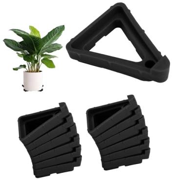 Imagem de 24pcs Pés Vasos Plantas para Jardineiras Internas & Externas, Elevadores Triangulares Vasos Flores Almofadas Apoio Vaso Suportes Elevação para Drenagem Circulação Ar e Proteção Piso (Preto)