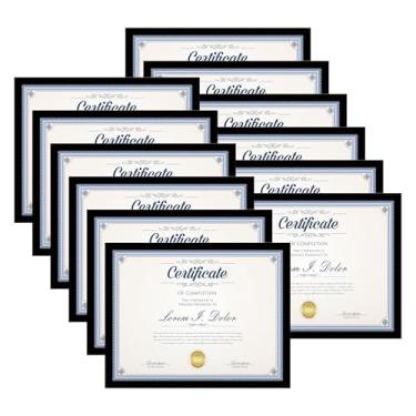 Imagem de Hongkee Conjunto de 12 porta-retratos de 21 x 28 cm, molduras pretas de 21 x 28 cm, para certificado de documentos, diploma de prêmio, pendurar na parede ou mesa