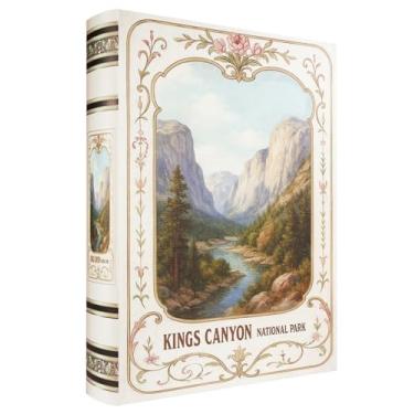 Imagem de XIAOAIKA Caixa decorativa de madeira – Caixas de livros falsas vintage com design de parque nacional, armazenamento secreto com fecho magnético, capa de couro, perfeita para estante de escritório em