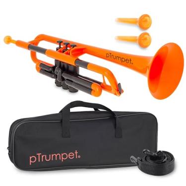 Imagem de Trompete de plástico pTrumpet Bb - Design pInstruments durável com aderência ergonômica - Inclui bocais 3C e 5C e bolsa de transporte - Som autêntico para estudantes e iniciantes - Construção ABS