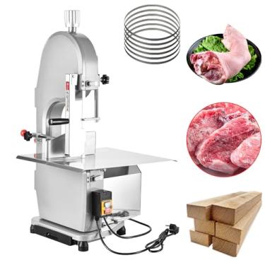 Imagem de Chbiao Máquina De Serra Elétrica Comercial Para Ossos 1500W, Com Bancada Aço Inoxidável 18,8" X 14,9", Espessura Corte 0,16"-7,1", Cortador Carne Congelada 5 Lâminas Costela Peixe, Porco E Bovina