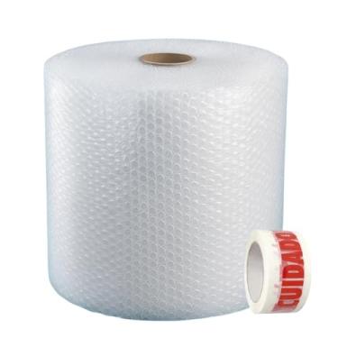 Imagem de Plástico Bolha 40cm x 100m + Fita Adesiva Frágil 48mm x 100m