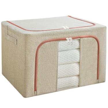Imagem de Caixa Organizadora Grande Reforçada Multi Uso Roupas Roupas Cobertor Toalha Lençol (Bege)