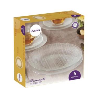 Imagem de Jogo 6 Pratos Fundos Duralex Diamante Nadir Figueiredo 22,4cm, Transpa