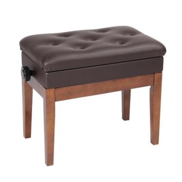 Imagem de Banqueta Marrom,Banco De Piano,Teclado C/Ajuste Altura,Baú - Aj Som Ac