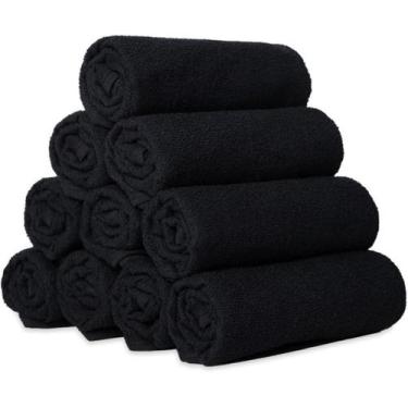 Imagem de Kit 10 Panos De Prato Liso Atoalhado Preto Felpudo Cozinha - Dugu