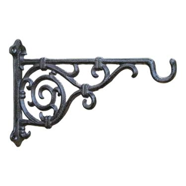 Imagem de KiBcsLic Suporte para Plantas, Gancho de Parede, Suporte para Plantador, Alimentador de Pássaros, Gancho de Ferro Fundido Sólido, Design Europeu, Adequado para, 31,3 cm x 20 cm, Tamanho real