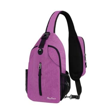Imagem de MAYLISACC Bolsa tiracolo masculina e feminina, mochila com vários bolsos, mochila tiracolo para viagens, caminhadas, peito com chaveiro de primavera, Roxa