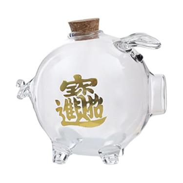 Imagem de predolo Cofrinho de vidro com enfeite de natal, recipiente para guardar dinheiro, pote para mesa, centro de mesa, porquinho de aniversário transparente, caixa, Claro