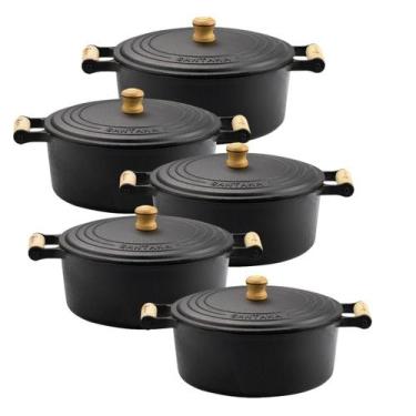 Imagem de Jogo de panelas caçarolas de ferro fundido mineira 16 ao 24 Fundição S