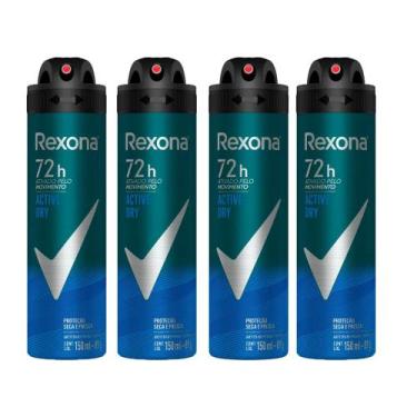 Imagem de Kit 4 Desodorante Rexona Men Active Dry Aerosol Antitranspirante 72h 1