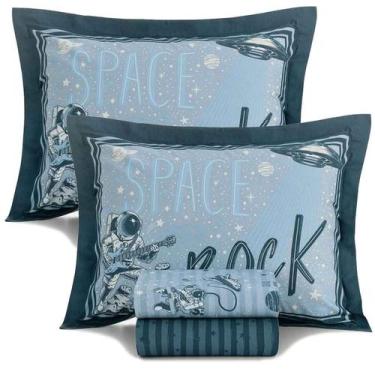 Imagem de Jogo de Cama Lençol Infantil Casal 100% Algodão 200 Fios Espacial 4 Pe