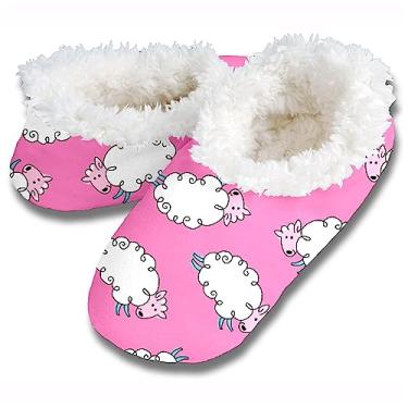 Imagem de Snoozies Meias femininas forradas com sherpa – Pantufas fofas e fofas com sola antiderrapante – Pantufas femininas quentes, Rosa 7, Small Narrow
